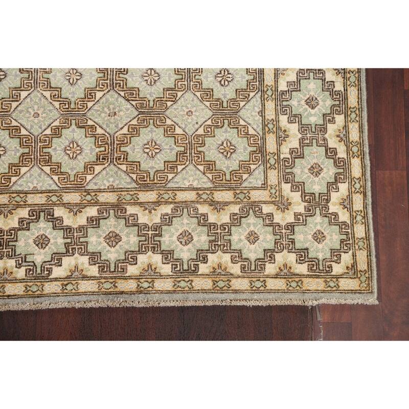 Vegetable Dye Geometric Khotan Wool Area Rug Hand-knotted Foyer Carpet - 4'8" x 6'0"