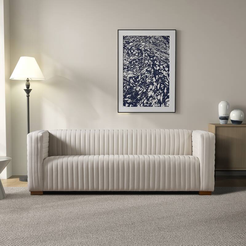 Ella Mid Century Modern Style Velvet Living Room Couch