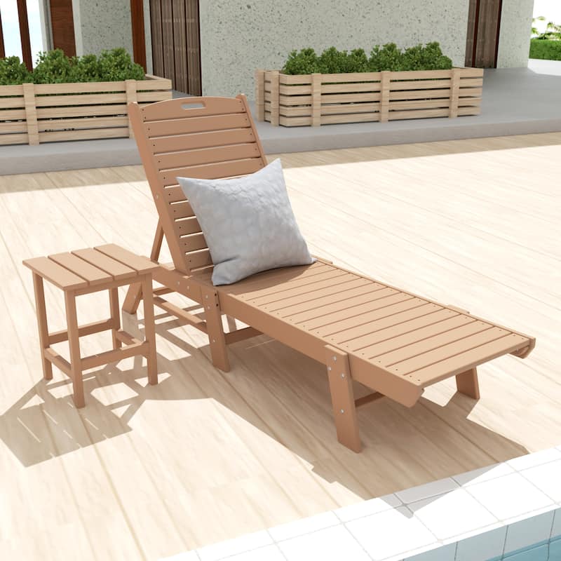 Laguna Hdpe All Weather Outdoor Patio Pool Reclining Armless Chaise Lounges With Side Table (2-Piece Set)