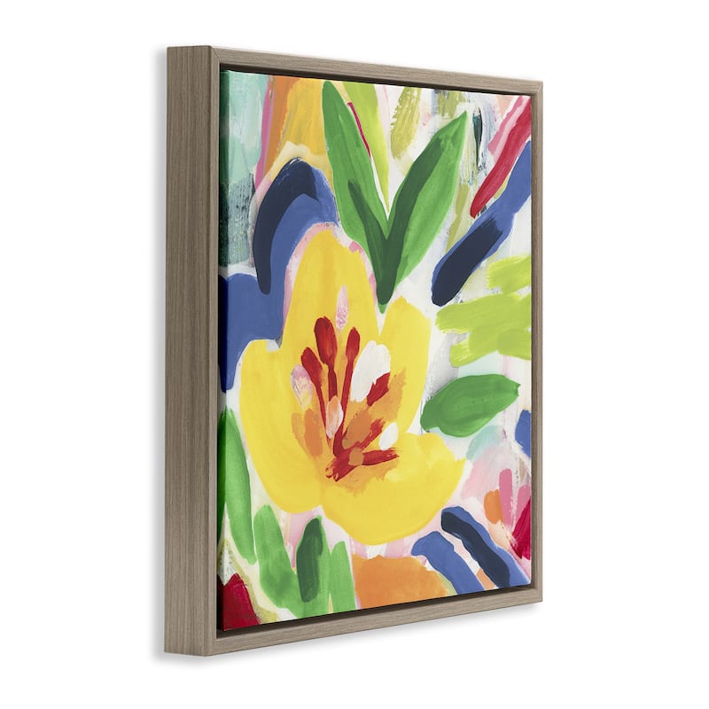 Stupell Vivid Lively Florals Framed Floater Canvas Wall Art Design By June Erica Vess