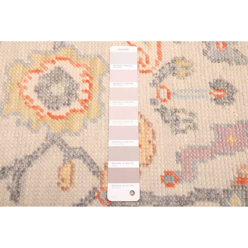 ECARPETGALLERY Hand-knotted Modern Oushak Light Grey Wool Rug - 2'7 x 8'1