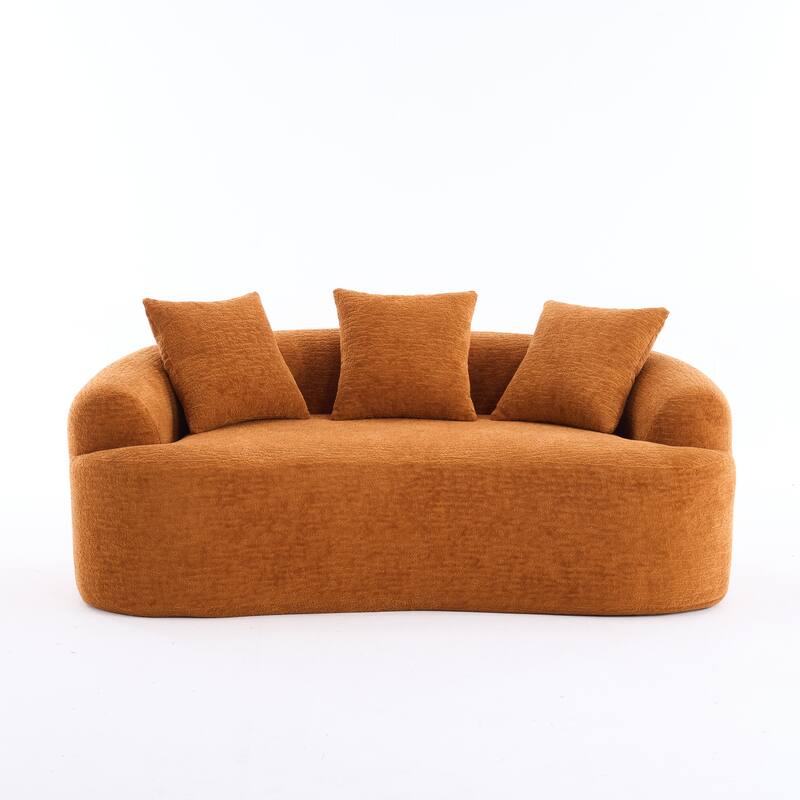 Full Compression Sponge Couch Chenille Floor Curved Loveseat Sofa