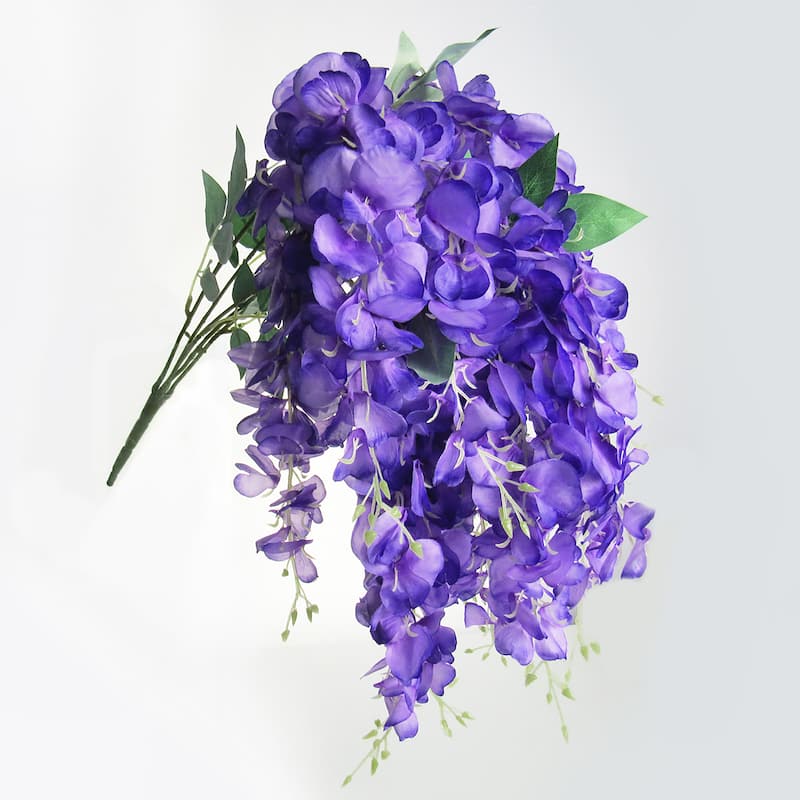 Set of 2 Artificial Hanging Wisteria Flower Stem Bush Bouquet 30in