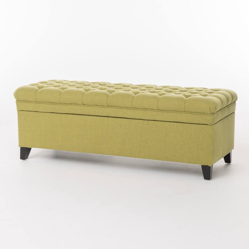 Button-tufted Storage Ottoman Bench