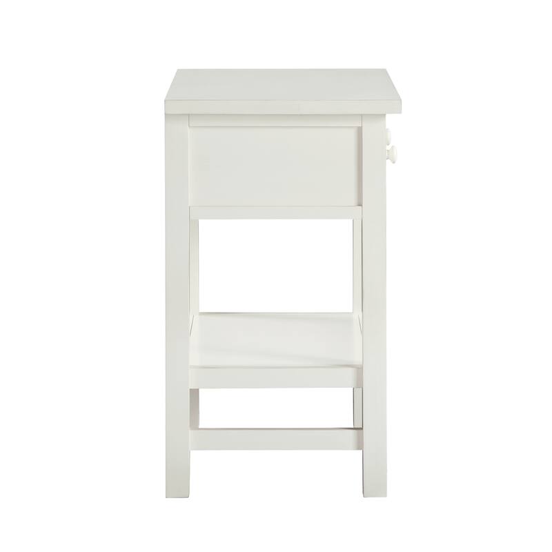 Antique White 1-Drawer Nightstand with Open Shelf