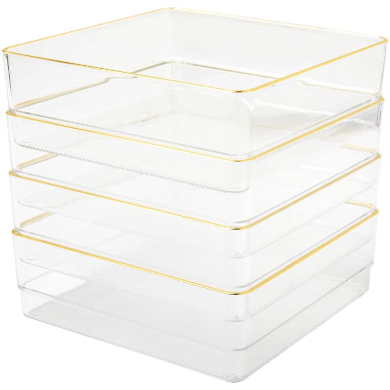 Flash Furniture BE-PB9049-G-4-MS Kerry 2" Tall Office Organizer Set - Clear / Gold - Clear / Gold