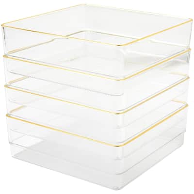 Flash Furniture BE-PB9049-G-4-MS Kerry 2" Tall Office Organizer Set - Clear / Gold