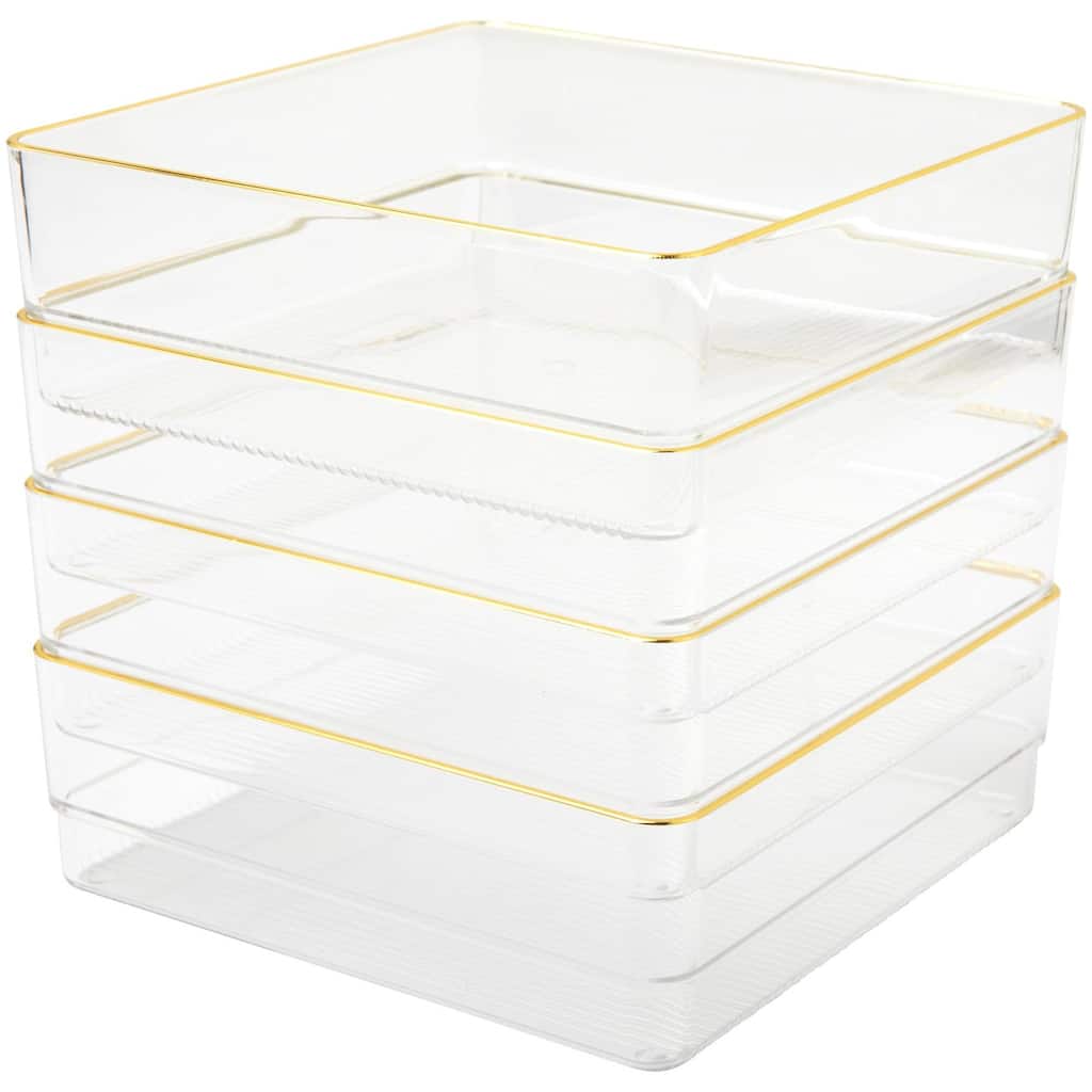 Flash Furniture BE-PB9049-G-4-MS Kerry 2" Tall Office Organizer Set - Clear / Gold