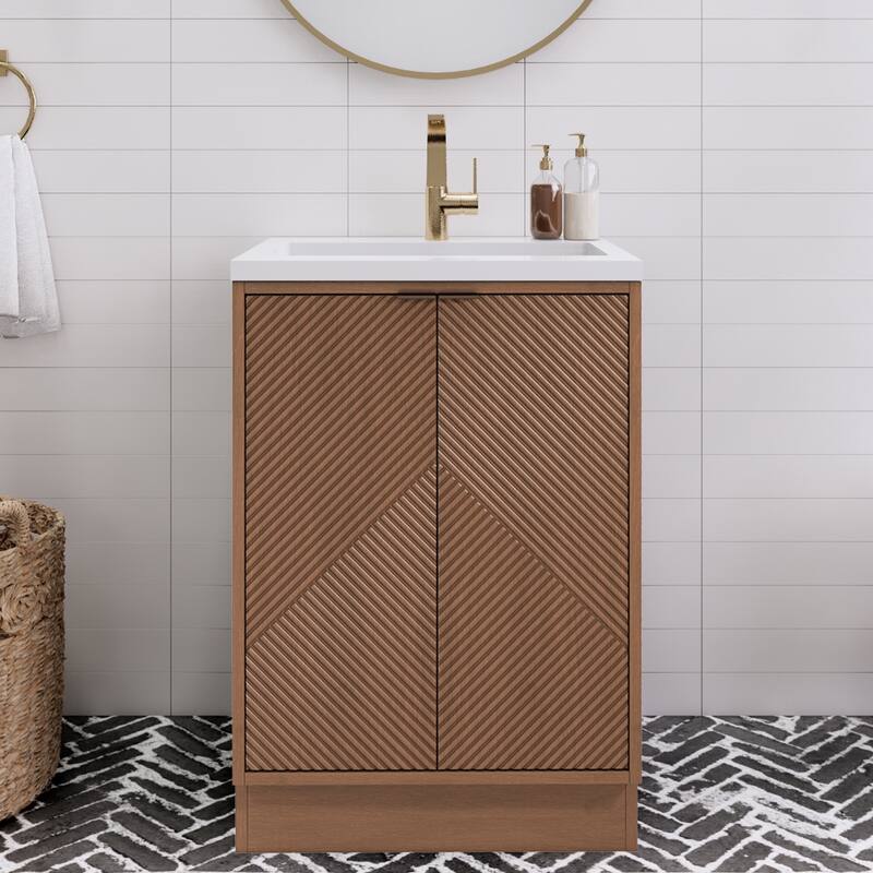 Milano 24" Freestanding Bathroom Vanity with White Acrylic Sink