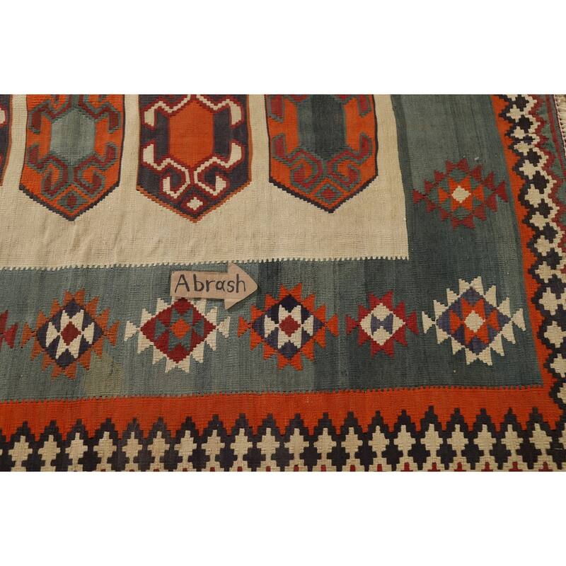 Flatweave Vegetable Dye Tribal Kilim Qashqai Persian Antique Area Rug - 4'11"x 8'1"