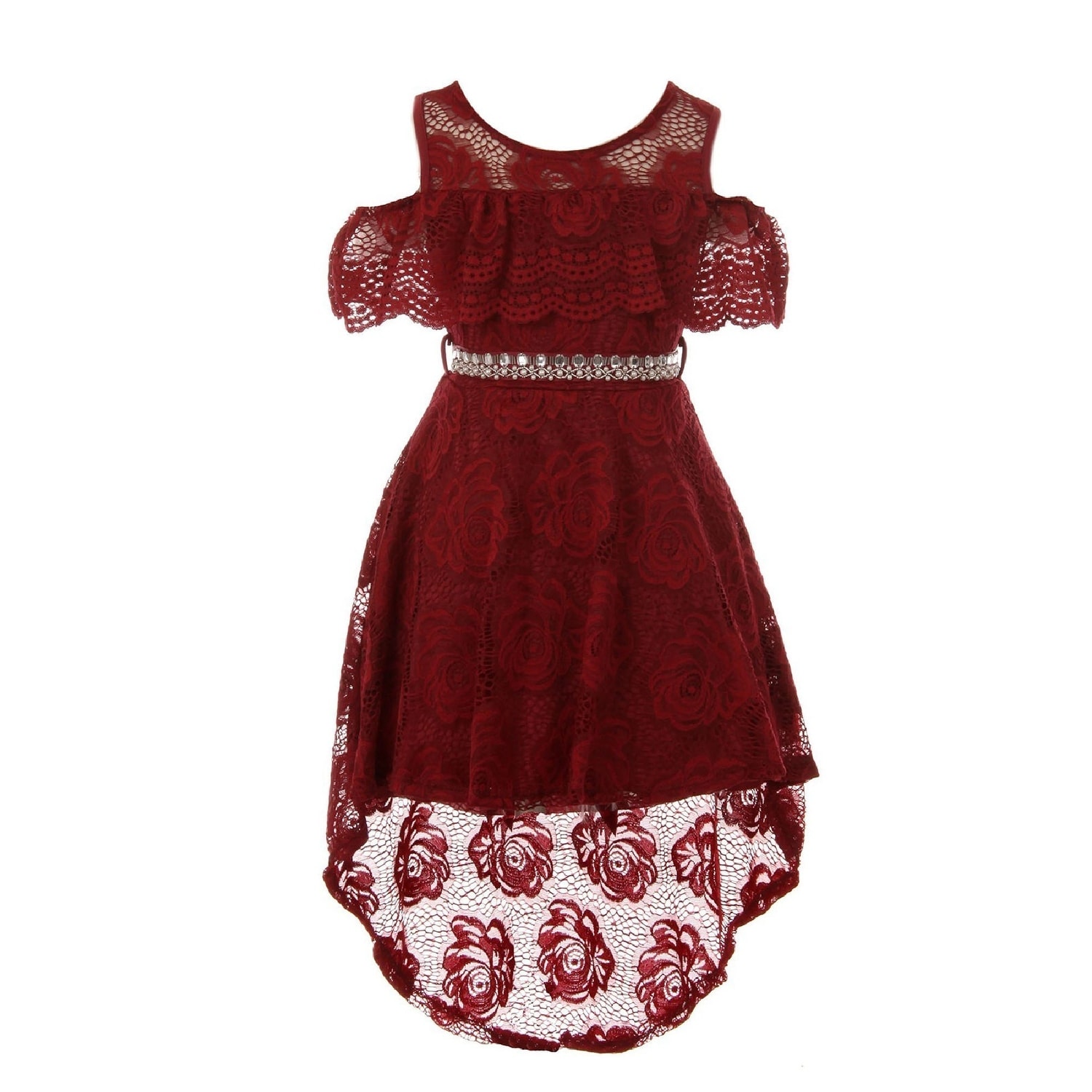 burgundy lace dress for little girl