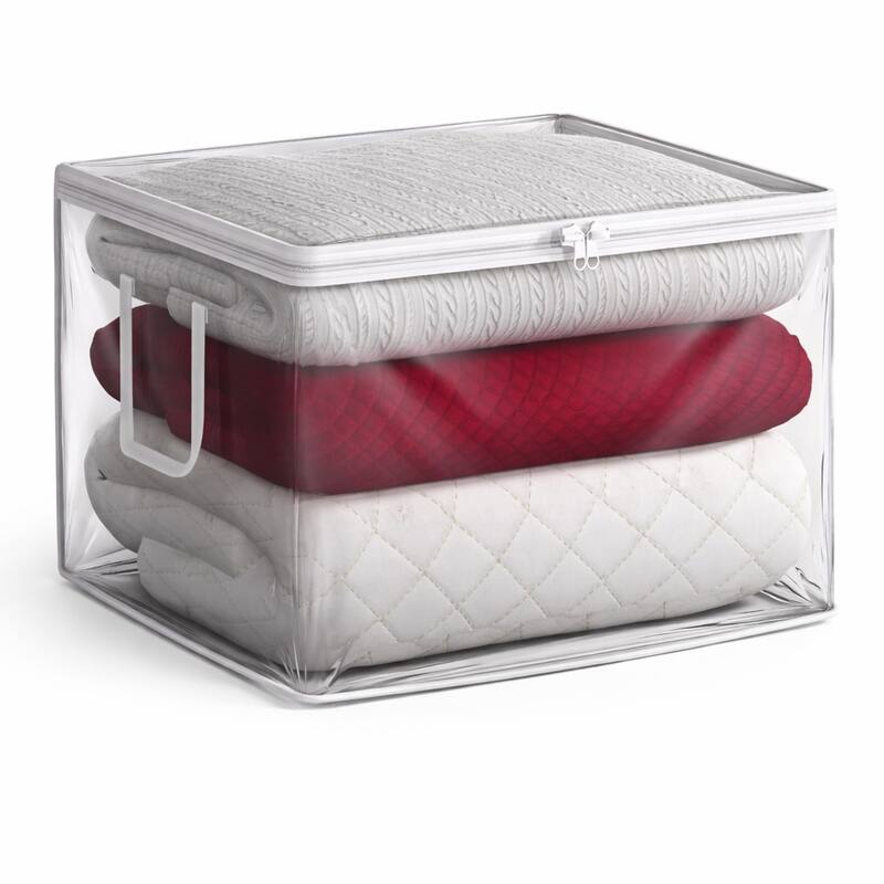 Sorbus Clear Storage Bag, 90L Foldable Large Plastic Bags with Zipper & Carry Handles