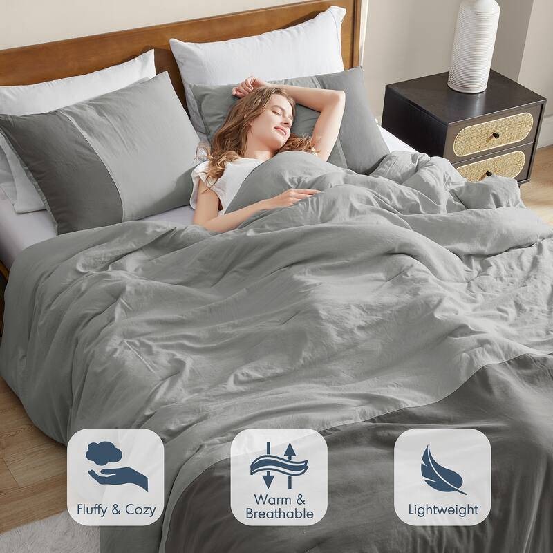 Chelsea Square Ayko Soft Washed Color Block Comforter Set