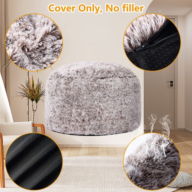 Fluffy Bean Bag Covers Only, Soft PV Velvet Bean Bag Chair Cover for Living Room Bedroom, No Filling
