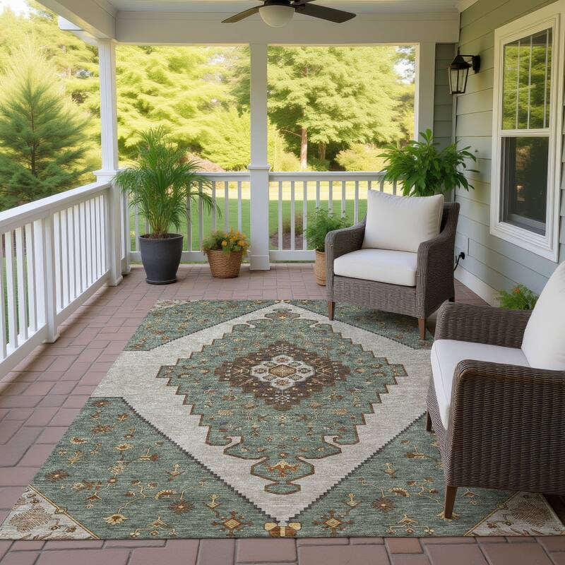 Machine Washable Indoor/ Outdoor Global Marrakesh Chantille Rug - Basil - 8' x 10'