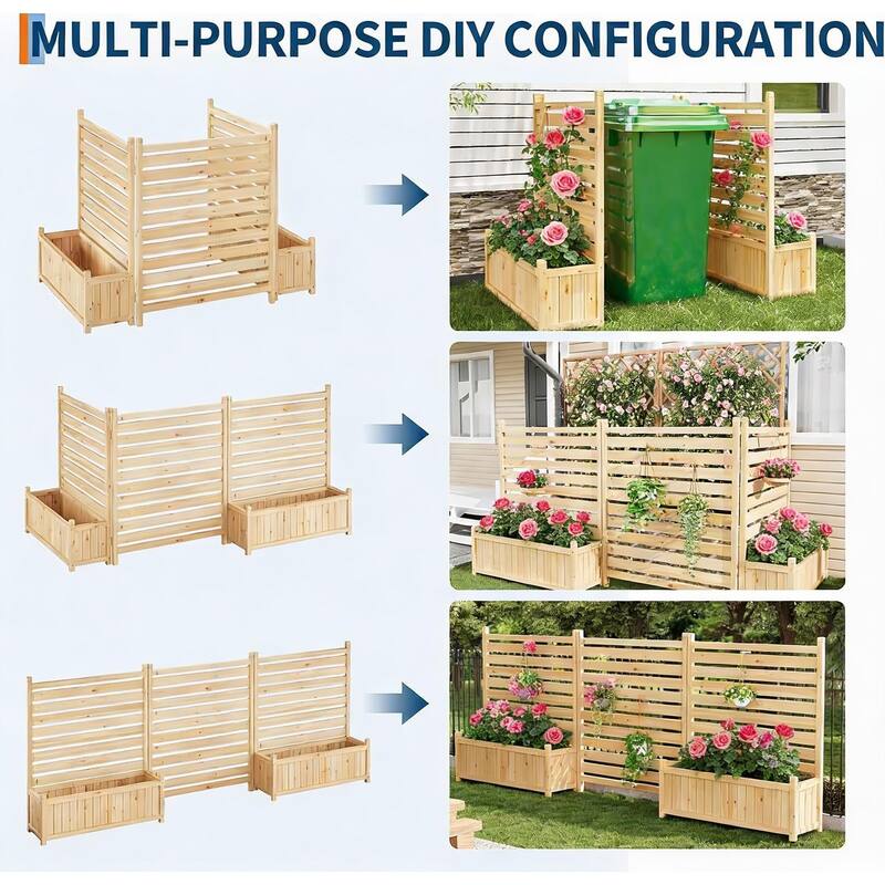 Outdoor Privacy Fence Panels, with Planter Box