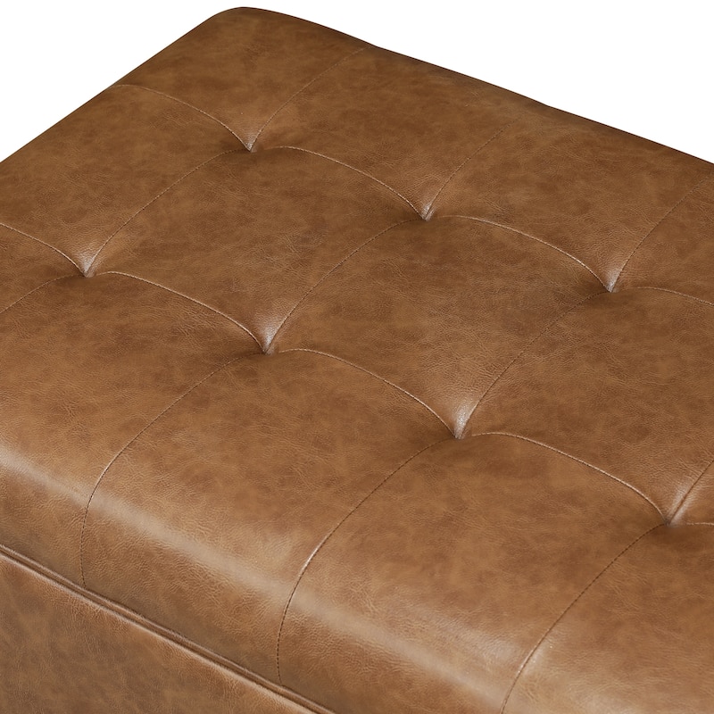 Adeco 35" Tufted Rectangular Storage Ottoman Bench