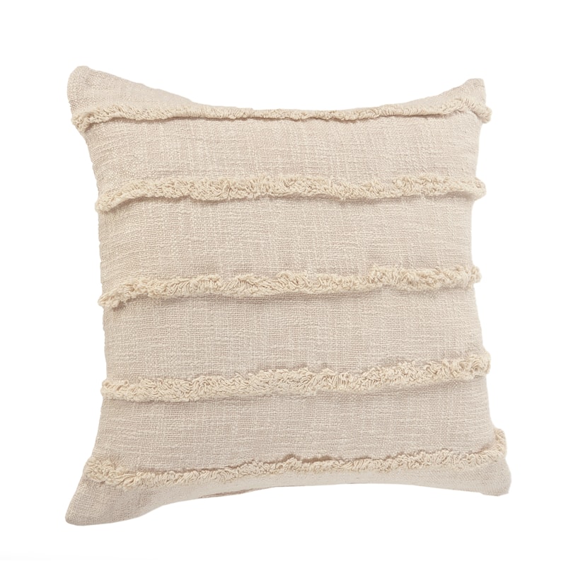 Sevita Birch Solid Natural Cotton Square Throw Pillow, Set of 2 or 4