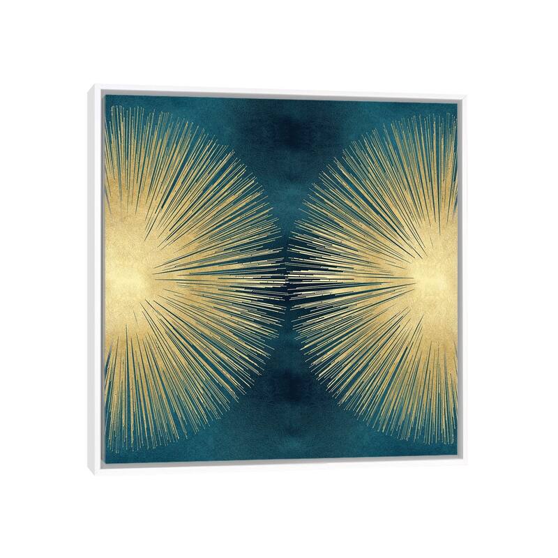 iCanvas "Sunburst Gold On Teal II" by Abby Young Framed Canvas Print - 37x37 - White
