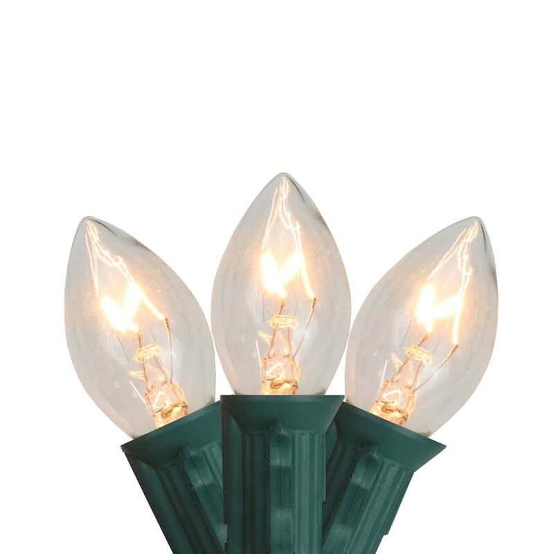 Set of 25 C7 Clear Christmas Lights - 24 ft Green Wire - 24'