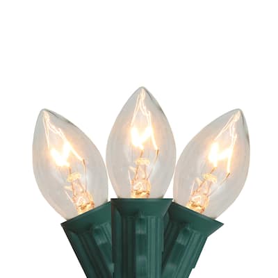 Set of 25 C7 Clear Christmas Lights - 24 ft Green Wire - 24'