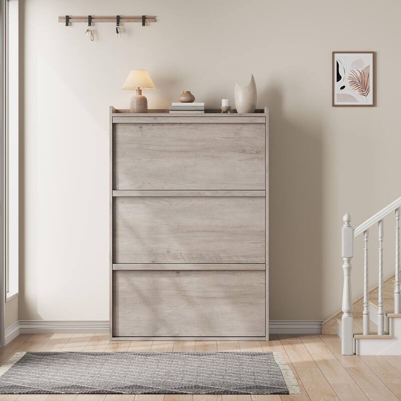 Drawer Wooden Shoe Cabinet with Adjustable Shelves