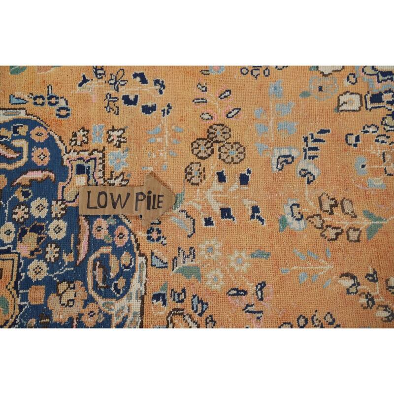 Mashad Vintage Persian Area Rug Handmade Orange Wool Carpet - 7'11" x 11'0"
