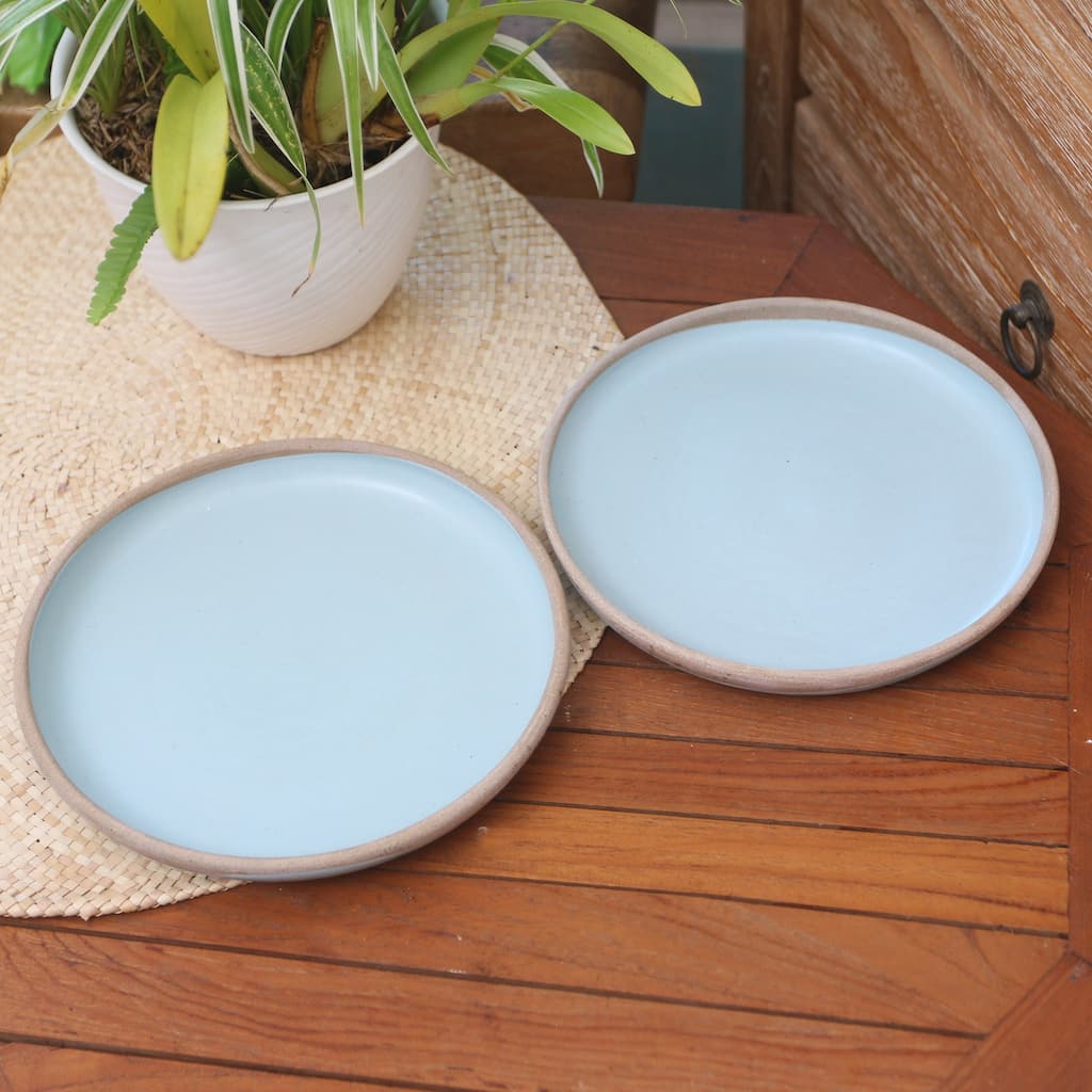 Novica Handmade Blue Bounty Ceramic Salad Plates (Pair)