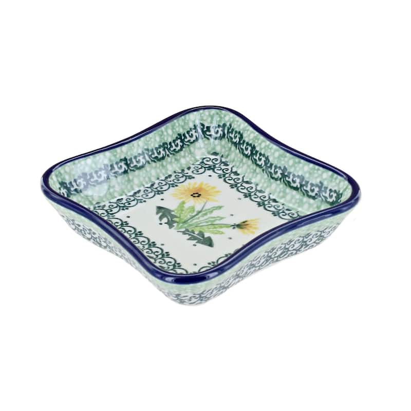 Blue Rose Polish Pottery 630 Ceramika Artystyczna Small Square Dish