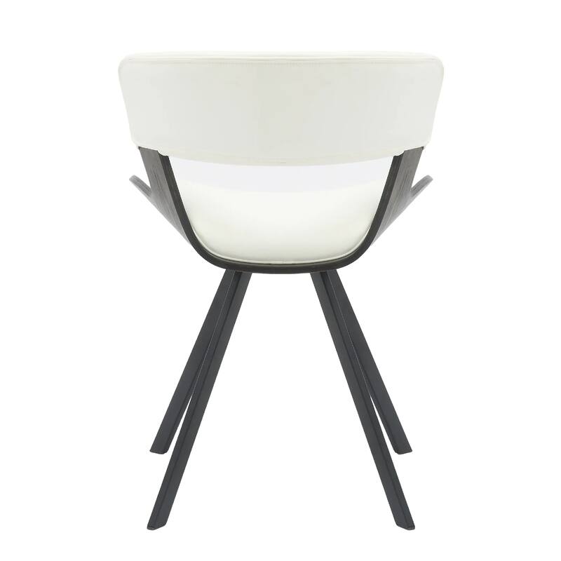 Nymia Upholstered Dining Chair with Saddle Seat - Velvet or Leather Accent Chair with Open Back and Iron Legs Set of 4