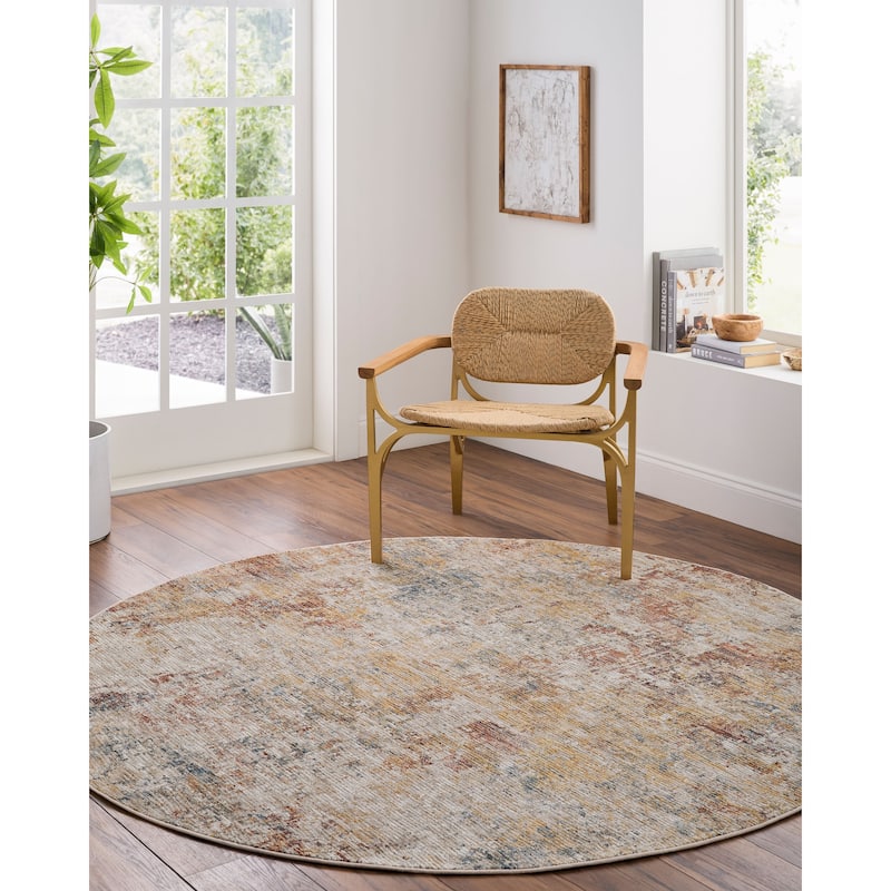 Livabliss Casual Naila Abstract Area Rug - 2'7" x 10' - Rust/Gold