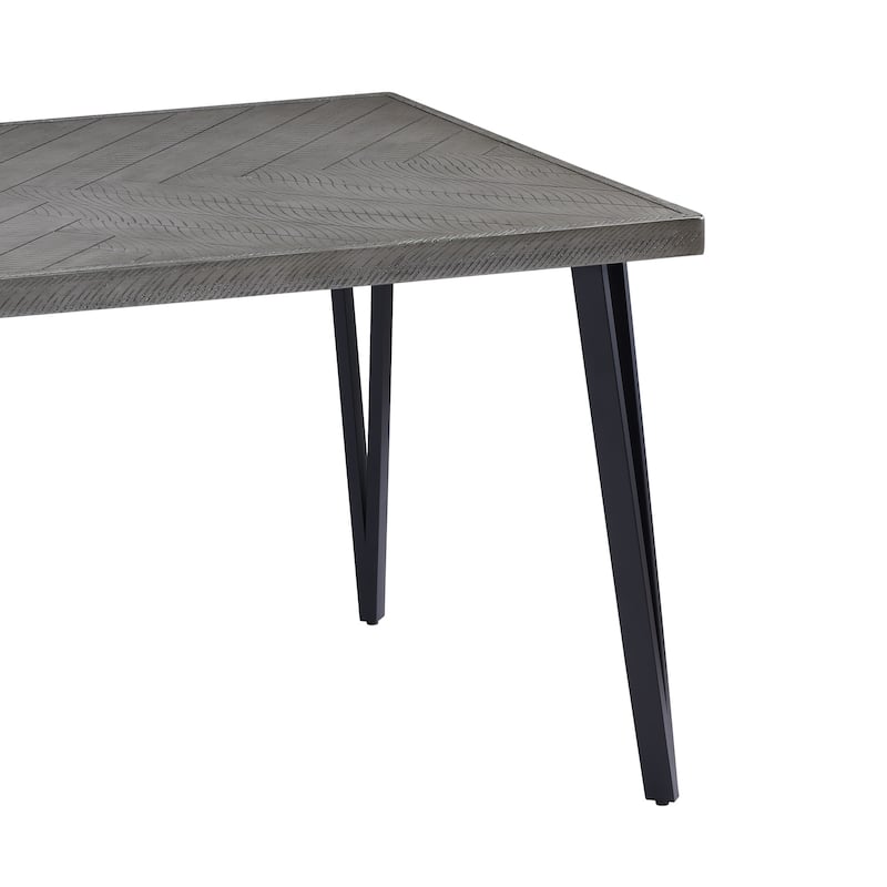 Reclaimed 60" Length Wood Texture and Iron Dining Table - N/A