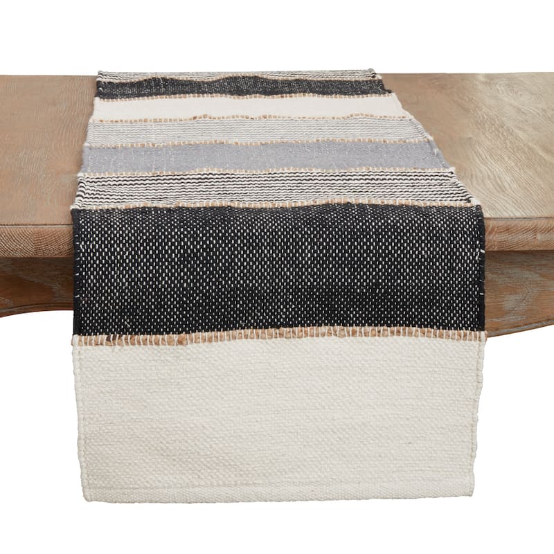 Jute Accent Stripe Table Runner - 16"x72" - 16"x72" - Grey