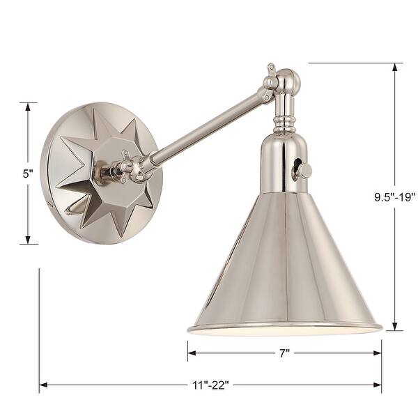 Morgan 1 Light Polished Nickel Wall Mount - 7'' W x 11'' H x 17'' D