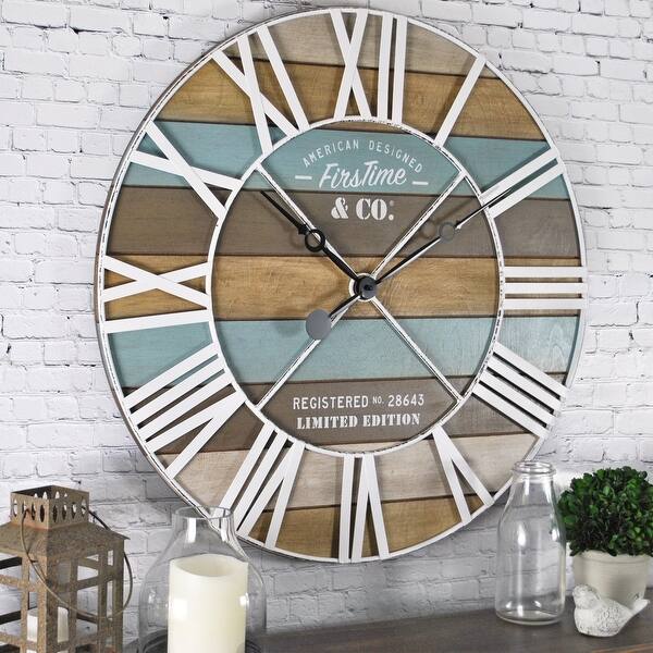Download Firstime Co Maritime Farmhouse Planks Wall Clock Iron 24 X 2 X 24 In American Designed 24 X 2 X 24 In Overstock 25621296