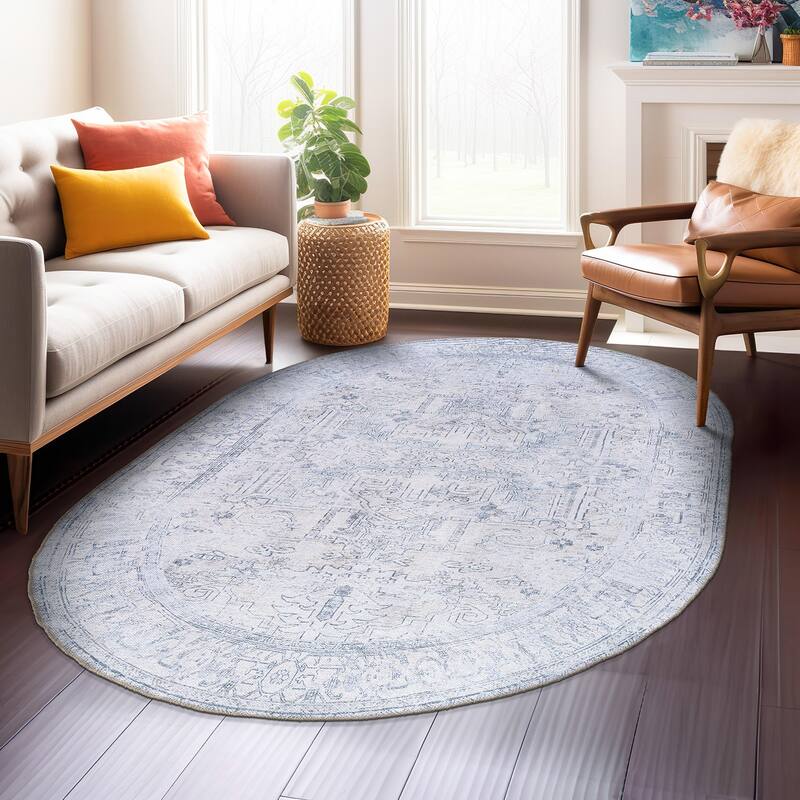 World Rug Gallery Vintage Inspired Distressed Machine Washable Area Rug