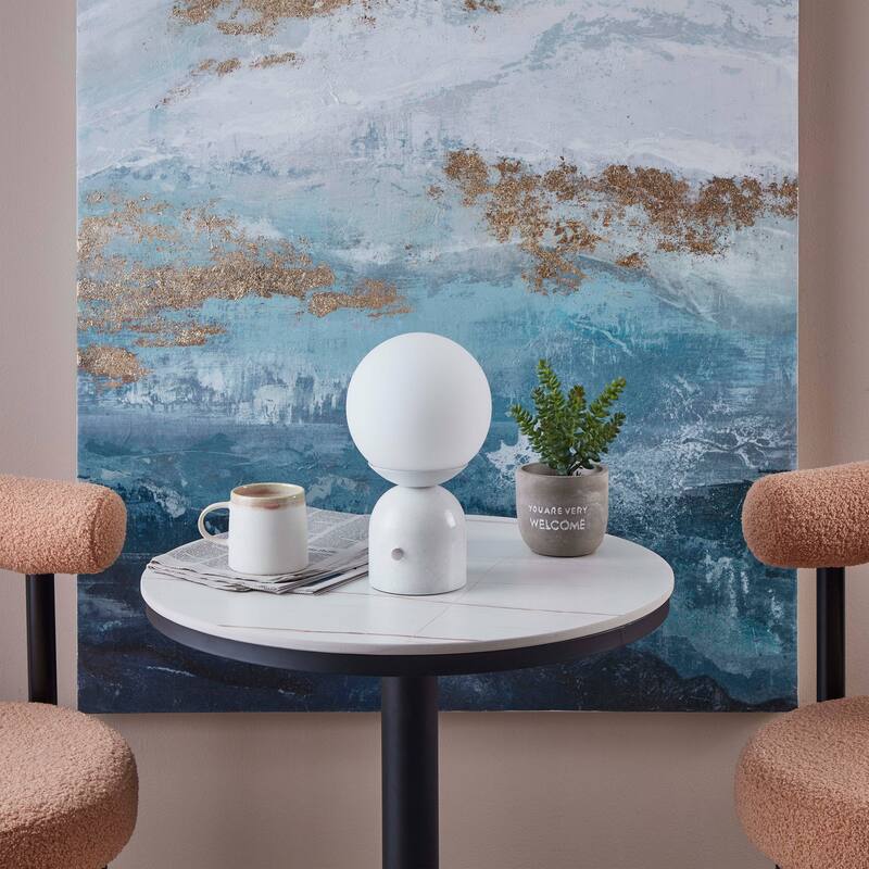 Brightech Mila 9.85 in. Polished White Mid-Century Modern Integrated LED Bedside Table Lamp with Built-In 3-Way Dimmer (2-Pack)