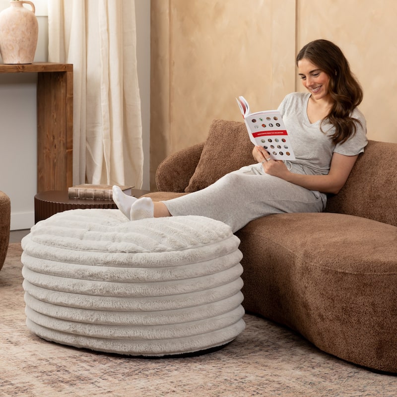 Jaxx Paran Pouf - Fluffy Faux Fur Ottoman for Modern Interior Design