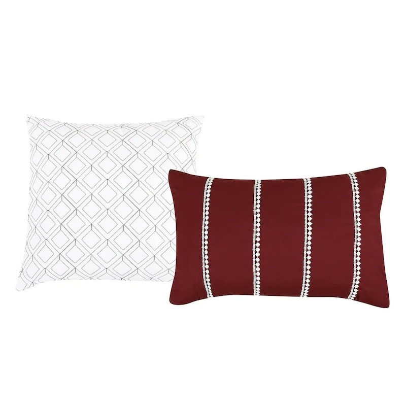 9 Piece Bed-in-a-Bag Red White Striped Soft Bedding Comforter Set