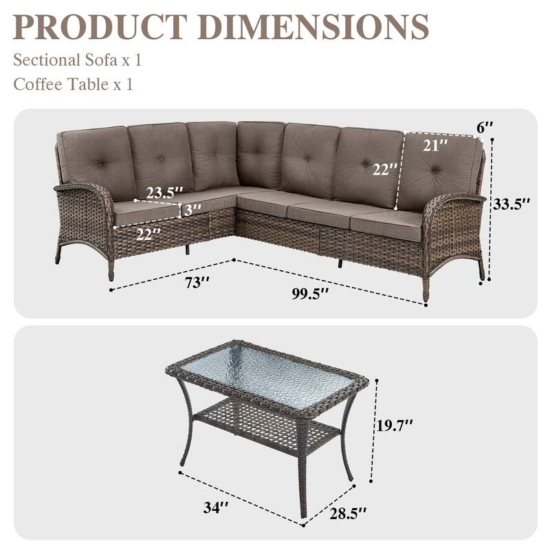Outdoor Sectional Sofa with Cushion Funiture Set