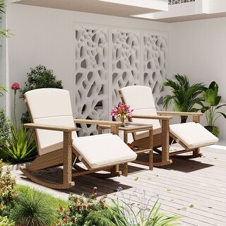Double Rocking Chair Ideas Outdoor Wicker Double Rocking Chair with Coffee Table, Poolside Lounge ...