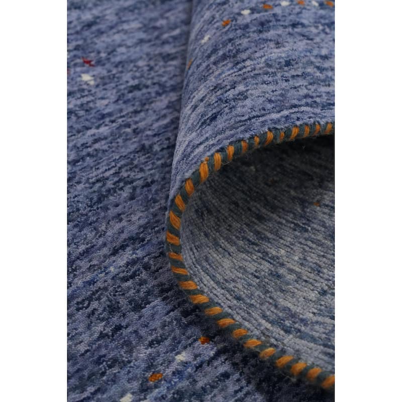 Hand Knotted Oriental 100% Wool Carpet Tribal Animal Pictorial Navy Blue & Blues Gabbeh Area Rug - 11' 11'' X 5' 2''