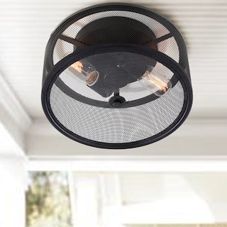 SAFAVIEH Lighting Albina 2-light Black Flush Mount - 11.75" x 11.75" x 6.5"