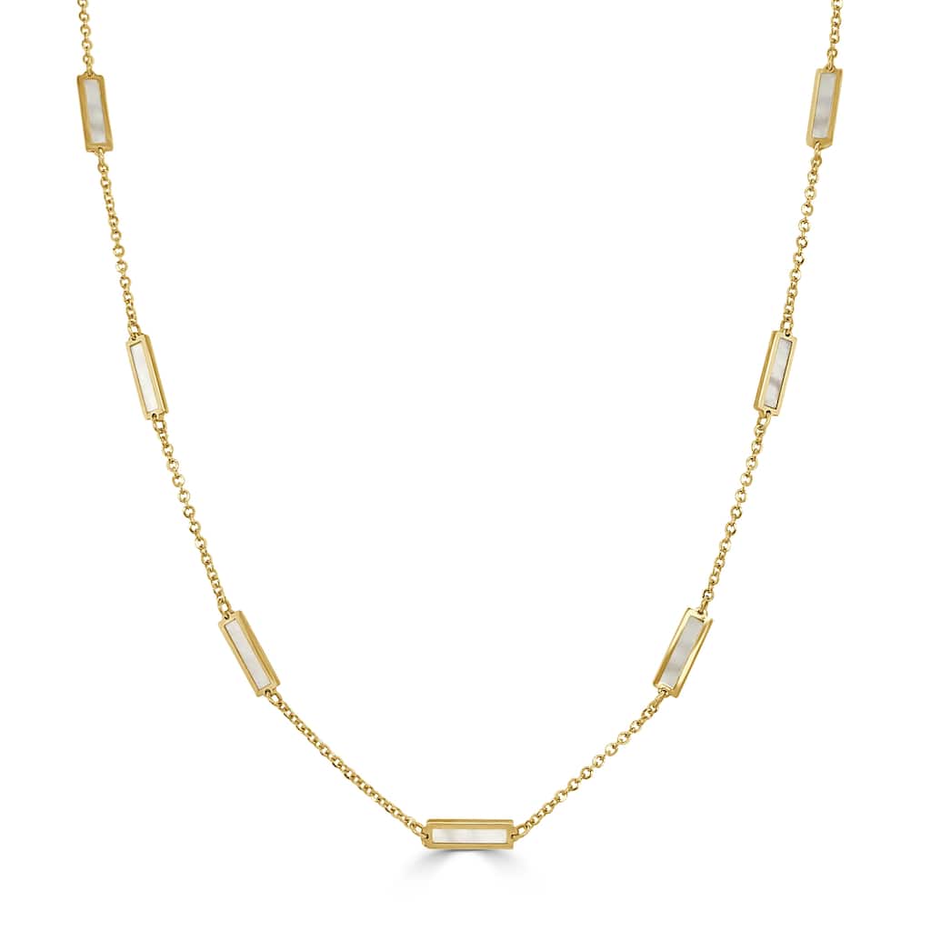 Joelle Mother of Pearl Layered Bar Necklace 18 Inches - 14K Gold Mother of Pearl Necklace