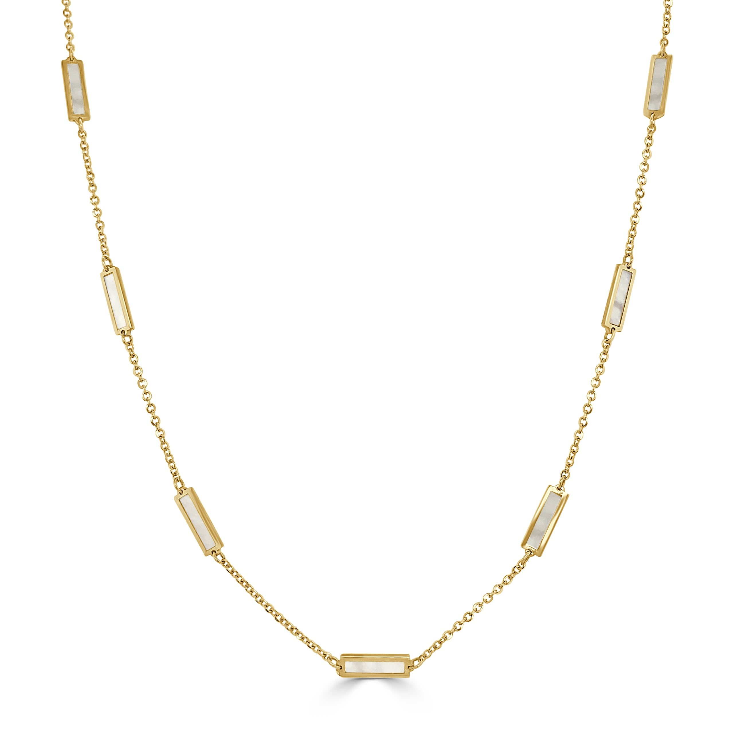 Joelle Mother of Pearl Layered Bar Necklace 18 Inches - 14K Gold Mother of Pearl Necklace