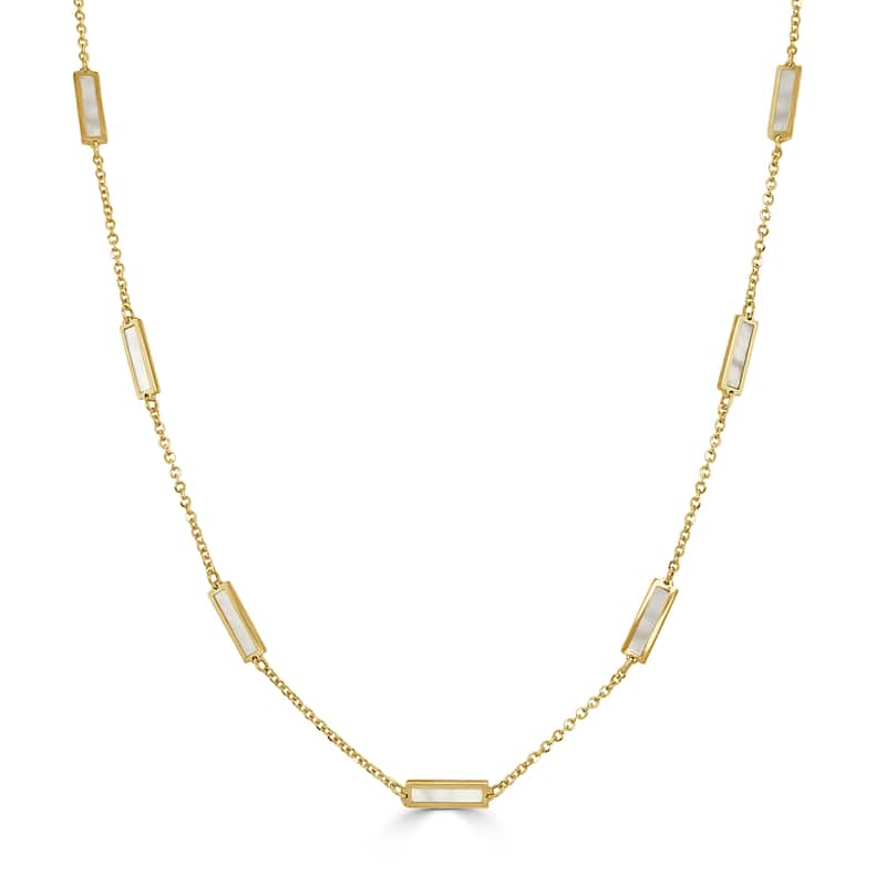 Joelle Mother of Pearl Layered Bar Necklace 18 Inches - 14K Gold Mother of Pearl Necklace
