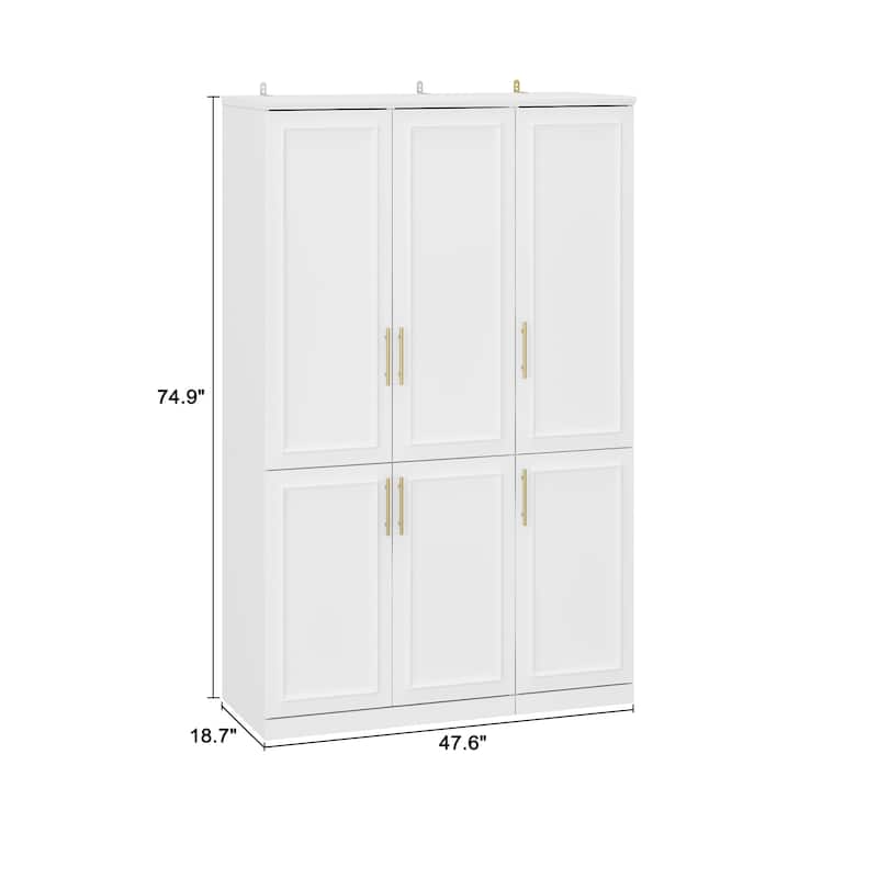74.8"H Modular Armoire&Wardrobe Storage Closet Cabinet Organizer White