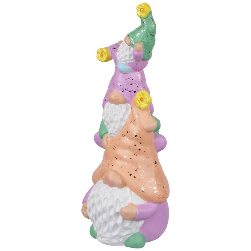 Gnome Tower Spring Figurine - 12" - Lilac and Orange