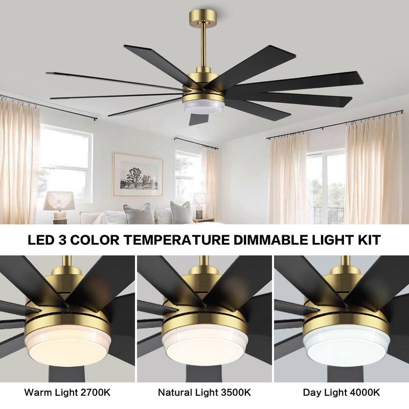 WINGBO 65/72/84" DC Motor LED Ceiling Fan with Remote Control