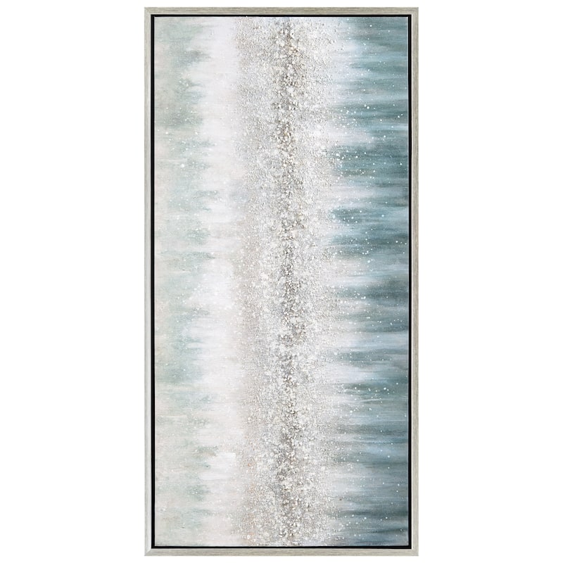 Silver Mist Textured Glitter Hand Painted Framed Canvas Wall Art